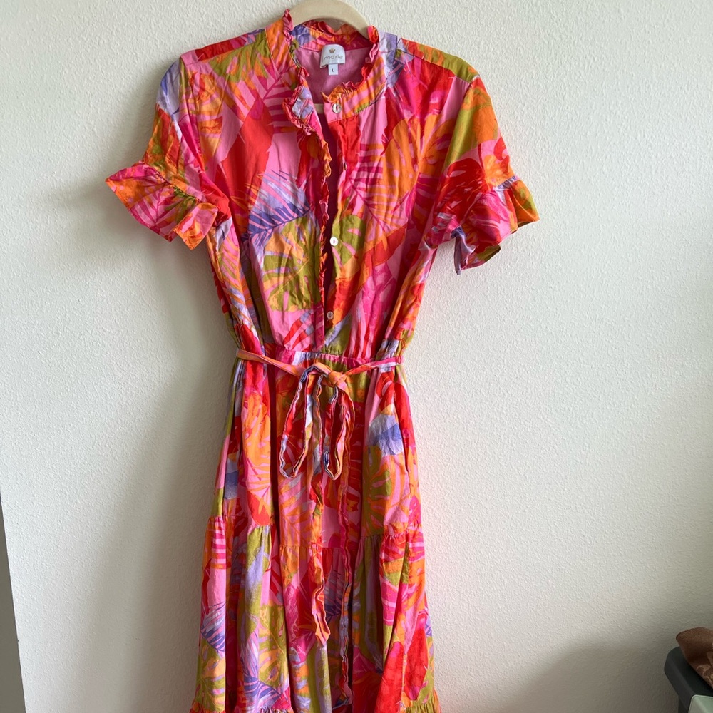 J Marie Floral Colorful Tropical Print Dress